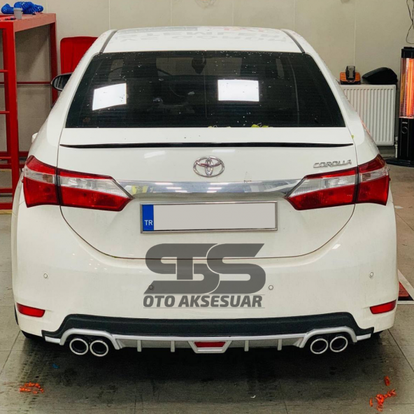 Toyota Corolla 2013-2018 Difüzör Arka Tampon Eki 4 Egzoz Çıkışlı Gri Tip - 2