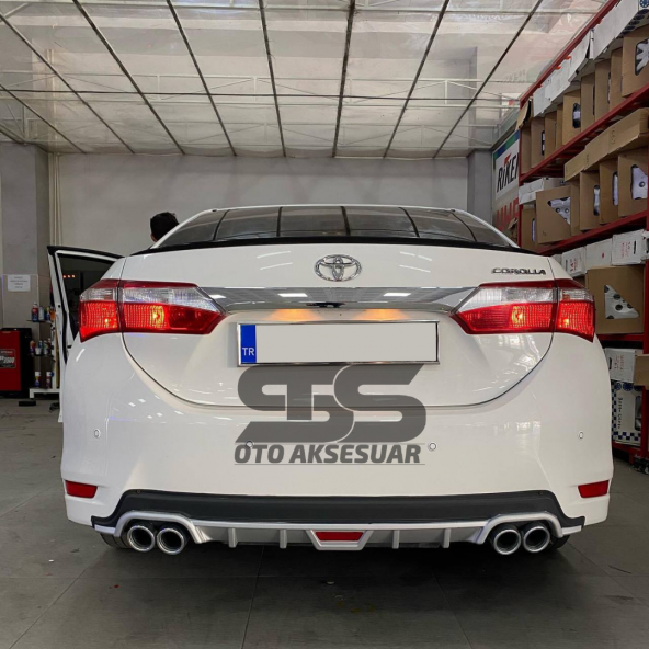 Toyota Corolla 2013-2018 Difüzör Arka Tampon Eki 4 Egzoz Çıkışlı Gri Tip - 3