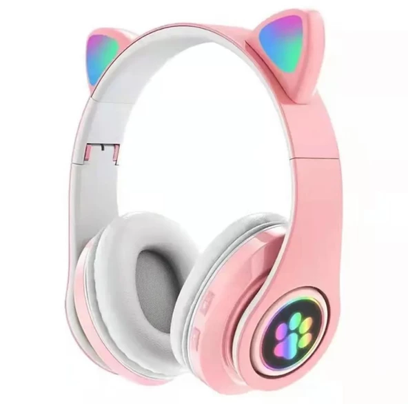 Kedi Kulak Rgb Led Işıklı Kablosuz Bluetooth Kulaklık Mikronlu Hafıza Kartı Girişli Kedi Kulaklık - 2