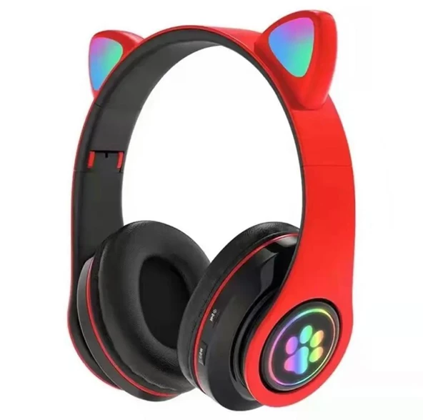 Kedi Kulak Rgb Led Işıklı Kablosuz Bluetooth Kulaklık Mikronlu Hafıza Kartı Girişli Kedi Kulaklık - 4