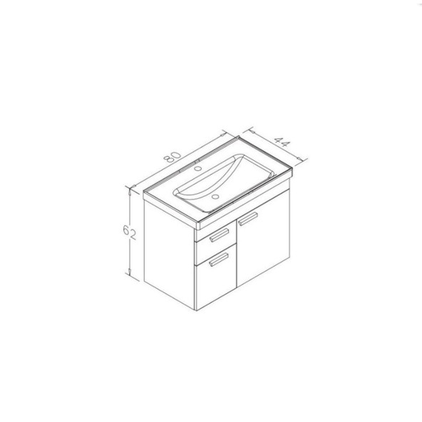 Orka Enez 80 cm MDF Beyaz Banyo Dolabı Alt Modül ve Lavabo - 2