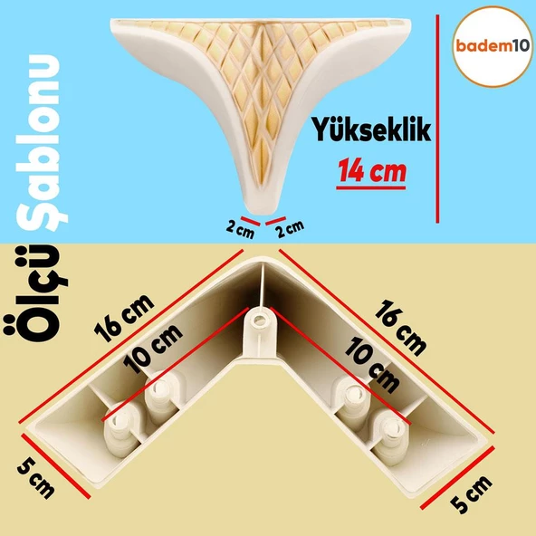 Petek Lüks Mobilya Kanepe Sehpa Tv Ünitesi Koltuk Puf Ayağı 14 Cm Krem Altın Baza Ayakları - Resim 4