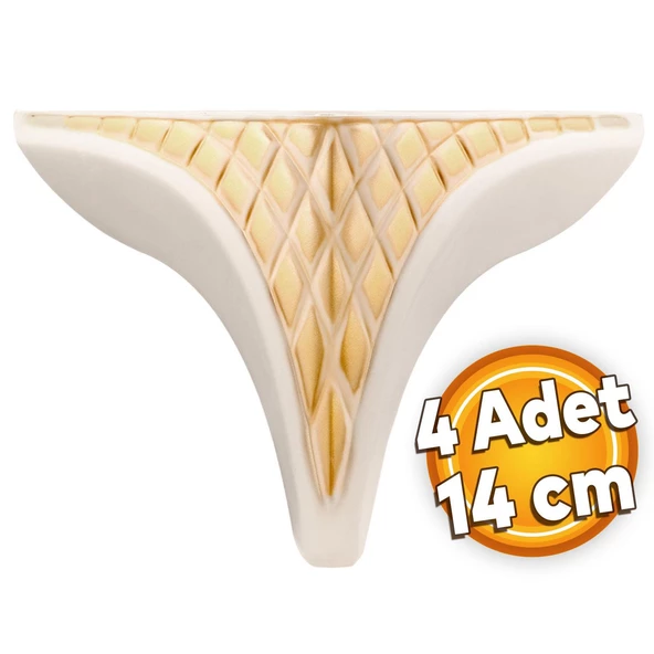 Petek Lüks Mobilya Kanepe Sehpa Tv Ünitesi Koltuk Puf Ayağı 14 Cm Krem Altın Baza Ayakları ürün görseli