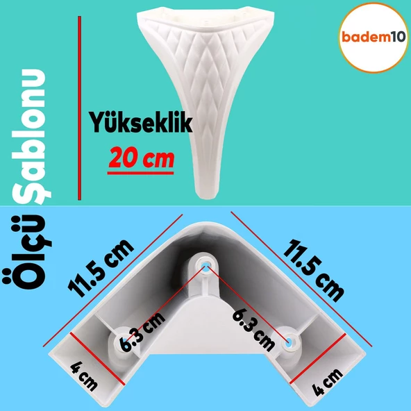 Petek Lüks Mobilya Kanepe Ayakları Tv Ünitesi Koltuk Konsol Ayağı 20 Cm 4 Adet - 4