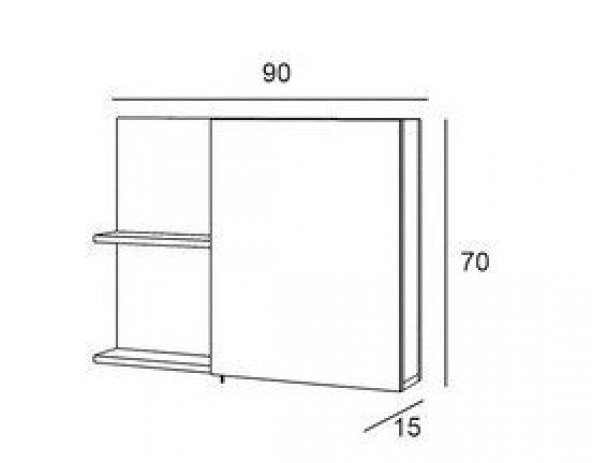 Denko Piramit 90 cm Banyo Dolabı Üst Modül, Dolaplı Ayna - Resim 2