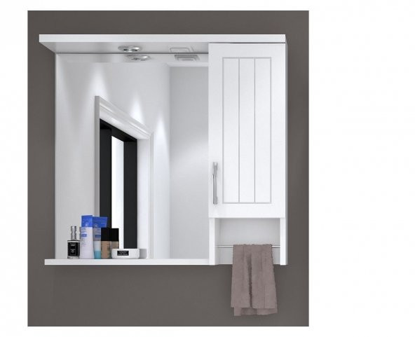 DENKO Lotus 80 cm MDF Lake Banyo Dolabı Aynalı Üst Modülü