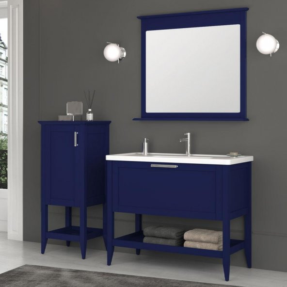 Orka Bastle 40 cm Mat Lacivert Banyo Boy Dolabı - Resim 2