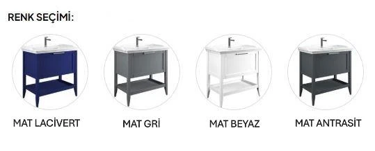 Orka Bastle 65 cm Mat Antrasit Banyo Dolabı Takımı - Resim 4