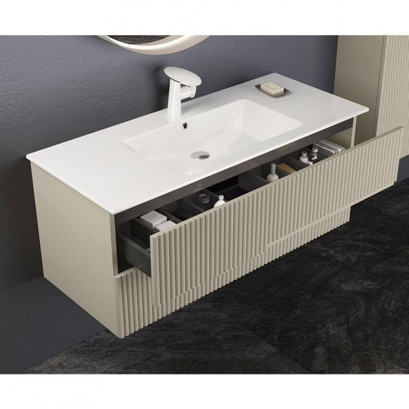 Orka Moonlight 120 cm Mat Vizon Banyo Dolabı Takımı - 2