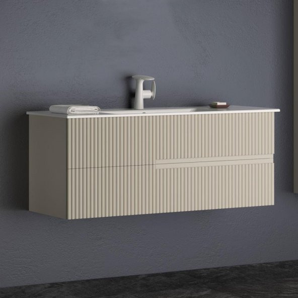 Orka Moonlight 120 cm Mat Vizon Banyo Dolabı Alt Modül ve Lavabo ürün görseli