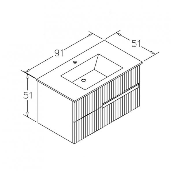 Orka Moonlight 90 cm Mat Gri Banyo Dolabı Alt Modül ve Lavabo - Resim 3
