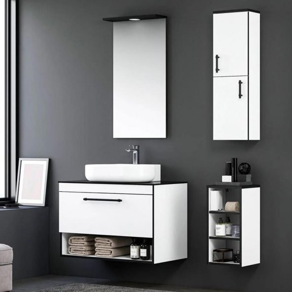 Orka Knidos 30 cm Beyaz Banyo Boy Çamaşır Dolap ve Alt Yan Dolabı - 2