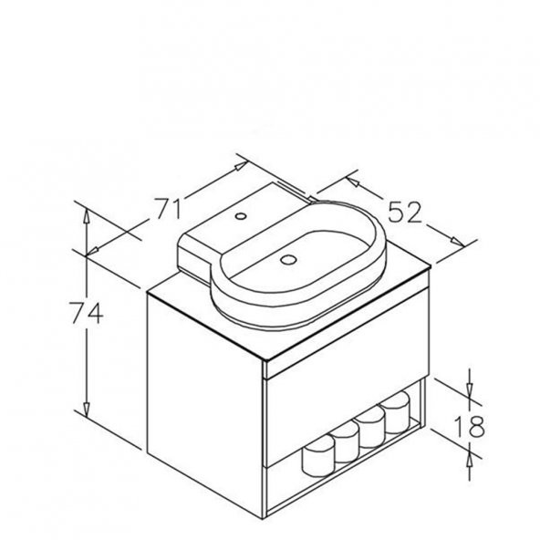 Orka Knidos 70 Cm Mdf Beyaz Banyo Dolabı Alt Modül Ve Lavabo - 3
