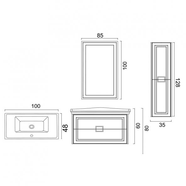 Denko Nergis 100cm MDF Zümrüt Yeşil Banyo Dolabı Takımı,Boy Dolap - 3