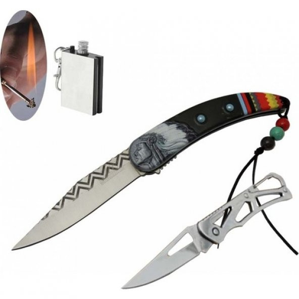 MC-A046BK- 21 cm Apache Kızılderili India Çakı Seti SLN165
