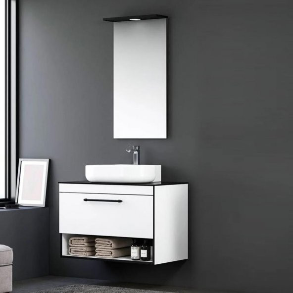 Orka Knidos 90 cm MDF Beyaz Banyo Dolabı Alt Modül ve Lavabo - 2