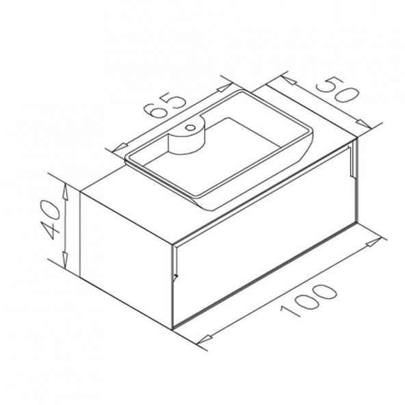 Orka Craft 100 cm Meşe-Antrasit Banyo Dolabı Alt Modül ve Lavabo - Resim 3