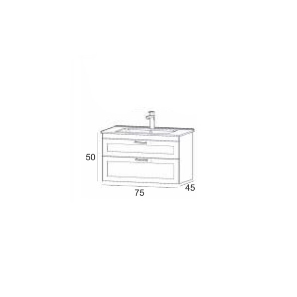 Denko Beyoğlu 75 cm MDF Mat Lacivert Banyo Dolabı Alt Modül ve Lavabo - 3