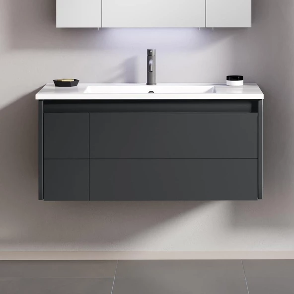 Orka Likya 80 cm Antrasit Banyo Dolabı Alt Modül ve Lavabo