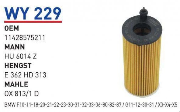11428575211 BMW F10 F20 YM YAĞ FİLTRESİ WUNDER