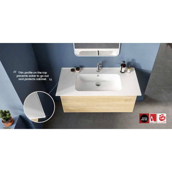 Turkuaz Seramik Cerastyle Blue Serisi 80 x 47 Cm Etajerli Lavabo - 5