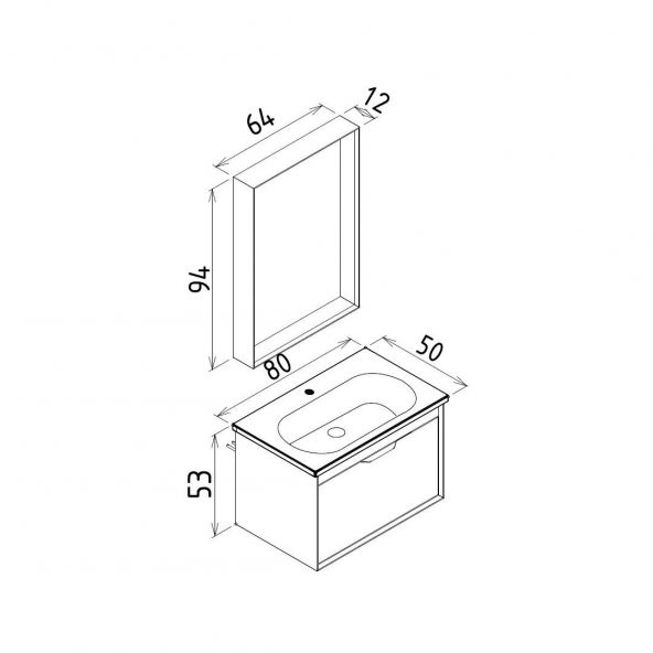 Orka Clay 80 cm Sahra Banyo Dolabı Alt Modül ve Lavabo - Resim 3