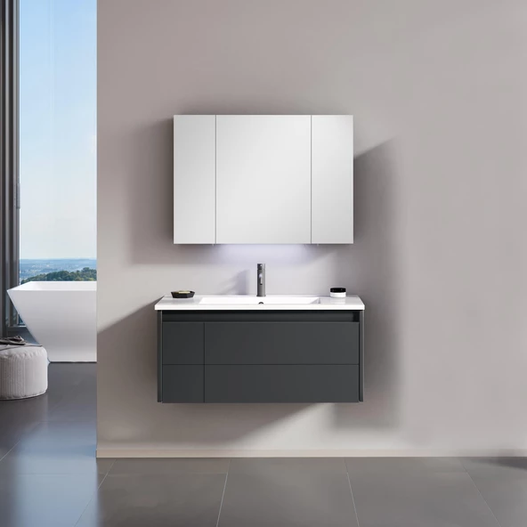 Orka Likya 80 cm Antrasit Banyo Dolabı Alt Modül ve Lavabo - 2