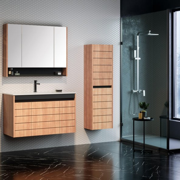 Orka Ricato 100 cm Morgana Kiraz Banyo Dolabı Takımı, Boy Dolabı