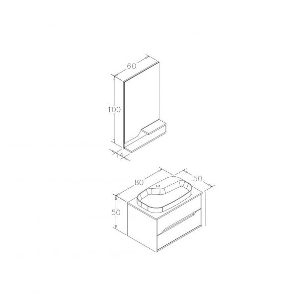 Orka Galia 80 cm Legnano Banyo Dolabı Takımı - 3