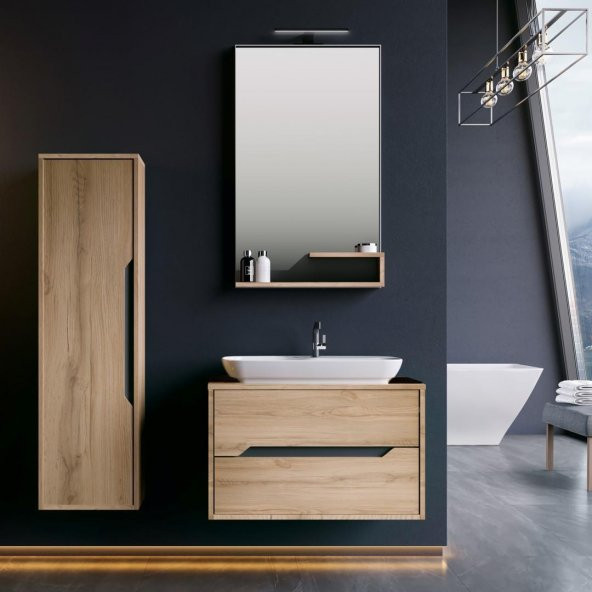 Orka Galia 80 cm MDF Legnano Banyo Dolabı Takımı ve Boy Dolabı