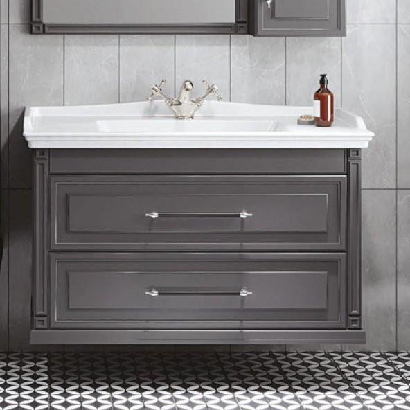 Denko Albatros 100 cm MDF Gri Banyo Dolabı Takımı ve Boy Dolabı - 2