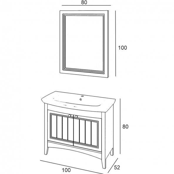Denko Helena 100 cm MDF Beyaz Banyo Dolabı Alt Modül ve Lavabo - Resim 3