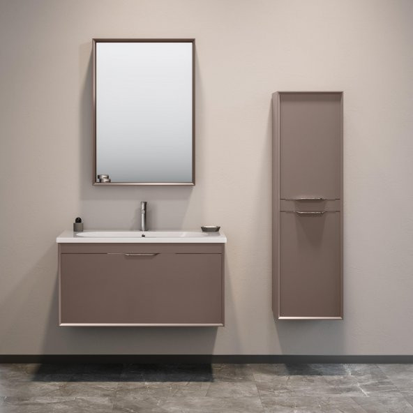 Orka Clay 100 cm Toprak Banyo Dolabı Takımı ve Boy Dolabı ürün görseli