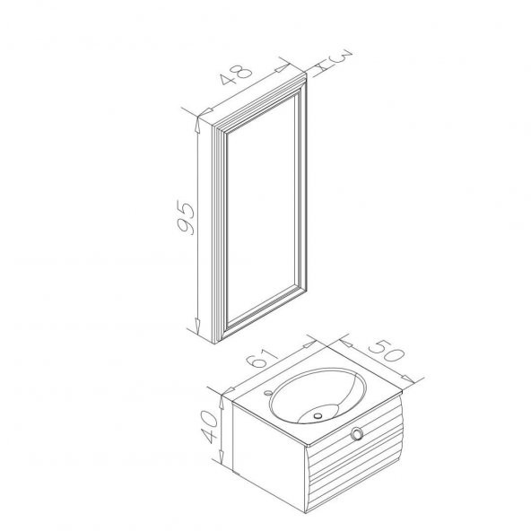Orka Anzer 60 cm MDF Beyaz Banyo Dolabı Takımı - 3