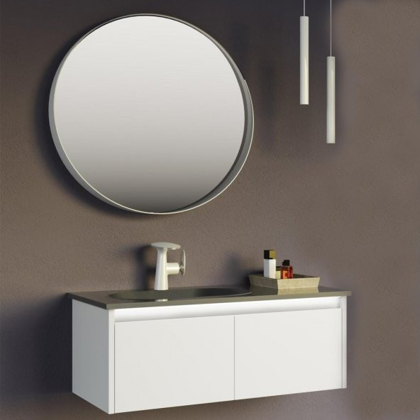 Orka Lisbon 90 cm Mat Beyaz Banyo Dolabı Alt Modül ve Lavabo - Resim 2