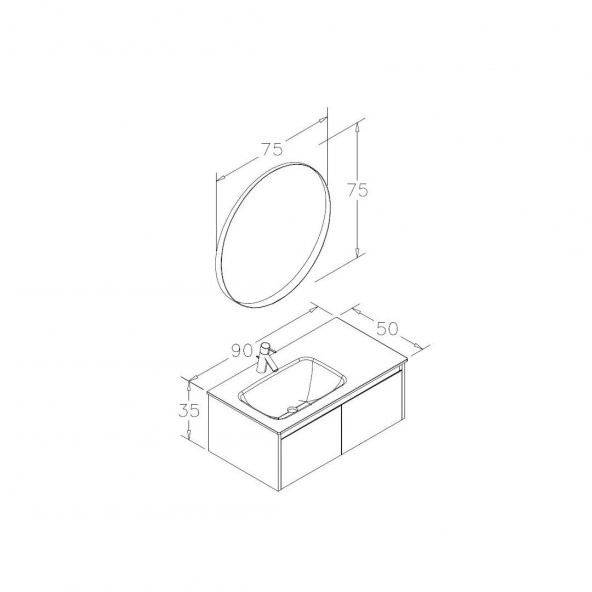 Orka Lisbon 90 cm Mat Beyaz Banyo Dolabı Alt Modül ve Lavabo - Resim 4