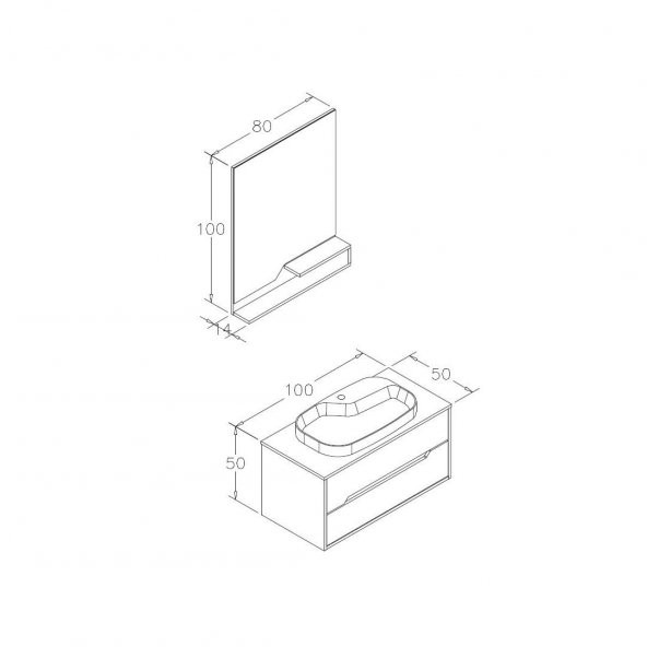 Orka Galia 100 cm MDF Ella Banyo Dolabı Takımı - 3