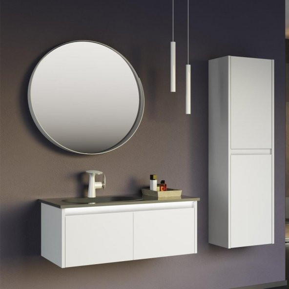 Orka Lisbon 90 cm Mat Beyaz Banyo Dolabı Takımı ve Boy Dolabı