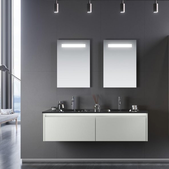 Orka Lisbon 132 cm MDF Mat Kaşmir Banyo Dolabı Takımı
