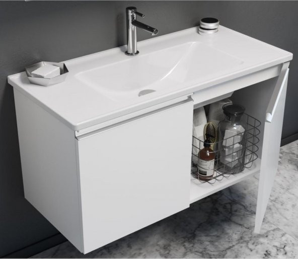 Orka Terme 100 cm MDF Kaşmir Banyo Dolabı Alt Modül ve Lavabo