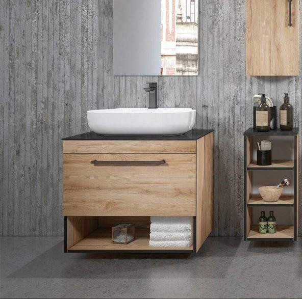 Orka Knidos 70 cm MDF Legnano Banyo Dolabı Alt Modül ve Lavabo - 3