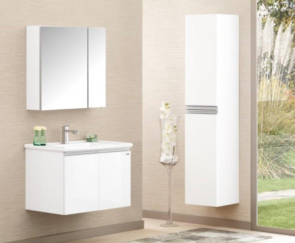 Orka Terme 80 cm MDF Beyaz Banyo Dolabı Takımı ve Boy Dolabı