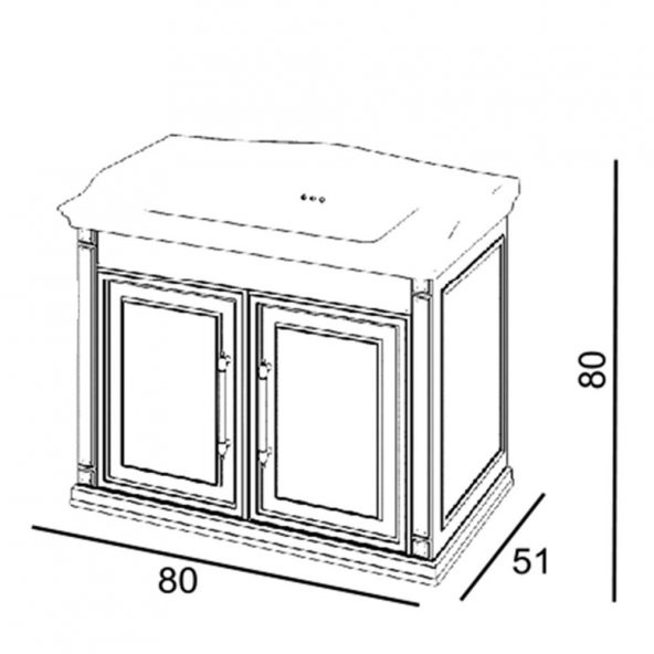 Denko Albatros 80 cm MDF Beyaz Banyo Dolabı Alt Modül ve Lavabo - 3