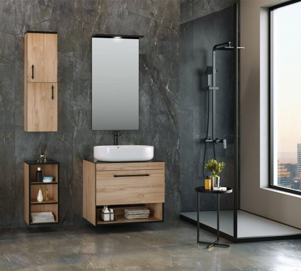 Orka Knidos 70 cm MDF Legnano Banyo Dolabı Takımı ve Boy Dolabı