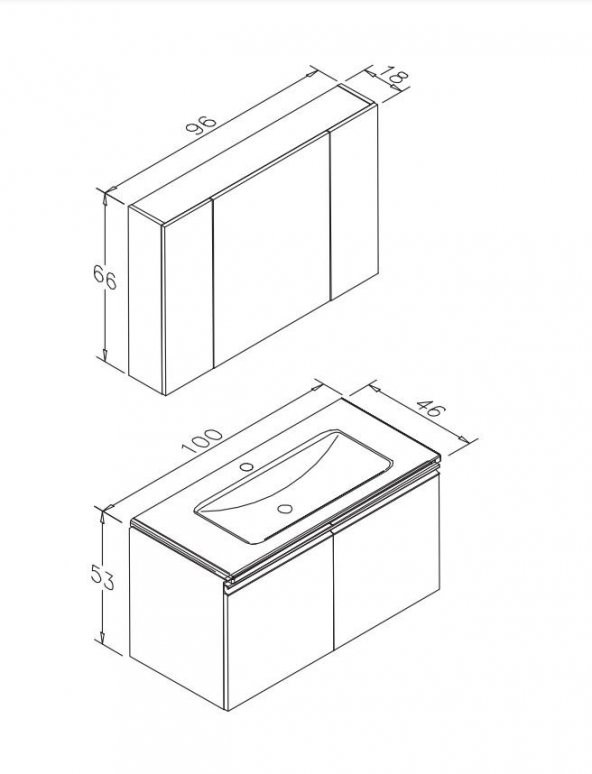 Orka Terme 100 cm MDF Kaşmir Banyo Dolabı Takımı - 3