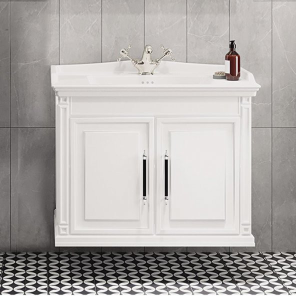 Denko Albatros 80 cm MDF Beyaz Banyo Dolabı Takımı - 2