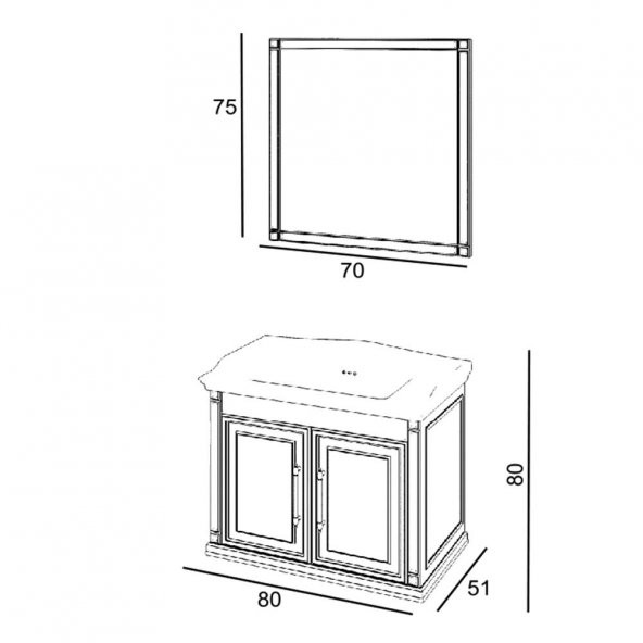Denko Albatros 80 cm MDF Beyaz Banyo Dolabı Takımı - 3