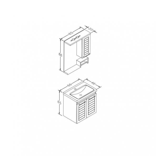 Orka Perge 65 cm MDF Banyo Dolabı Takımı - 3