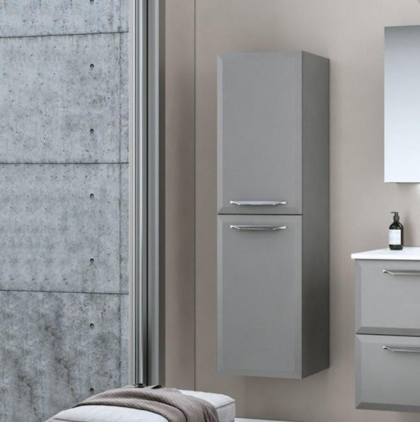 Orka Nuvola 65 cm Parlak Gri Banyo Dolabı Takımı ve Boy Dolabı - Resim 3