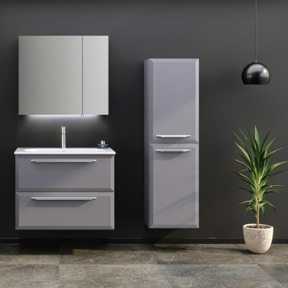 Orka Nuvola 80 cm Gri Banyo Dolabı Takımı ve Boy Dolabı ürün görseli